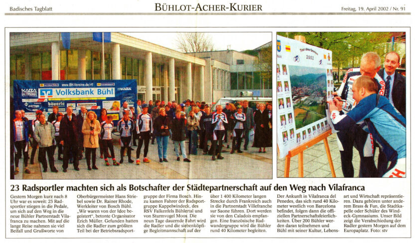 Verabschiedung in Bühl - Bericht im Badisches Tagblatt